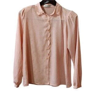 Evanna Vintage Pink Modest Long Sleeve Button Down Blouse 11